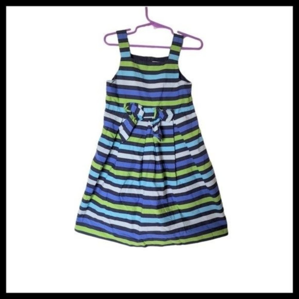 Gymboree Dress  Full of Glee Blue  Green Striped Sun‎ Bow Girls size 6 Kids